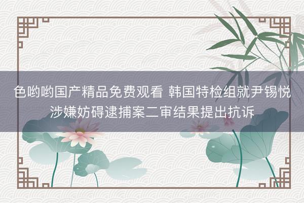 色哟哟国产精品免费观看 韩国特检组就尹锡悦涉嫌妨碍逮捕案二审结果提出抗诉
