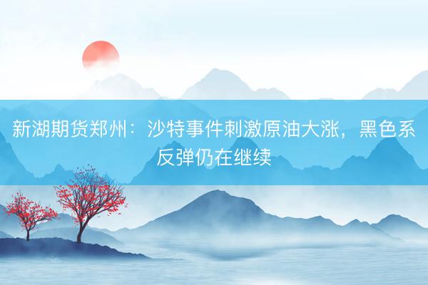 新湖期货郑州：沙特事件刺激原油大涨，黑色系反弹仍在继续