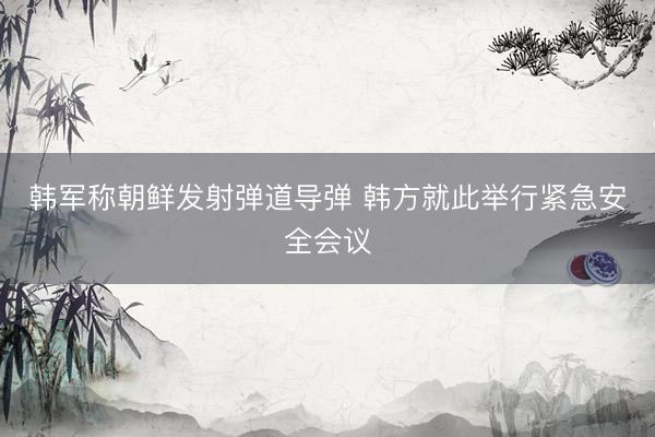 韩军称朝鲜发射弹道导弹 韩方就此举行紧急安全会议