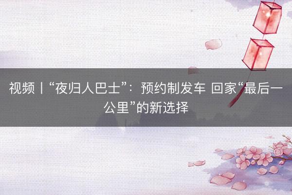 视频丨“夜归人巴士”：预约制发车 回家“最后一公里”的新选择