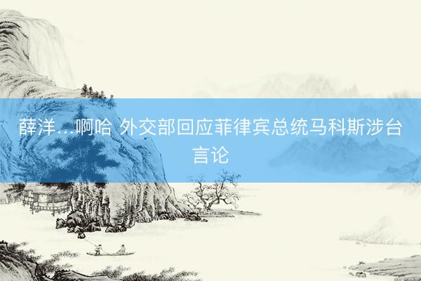 薛洋…啊哈 外交部回应菲律宾总统马科斯涉台言论