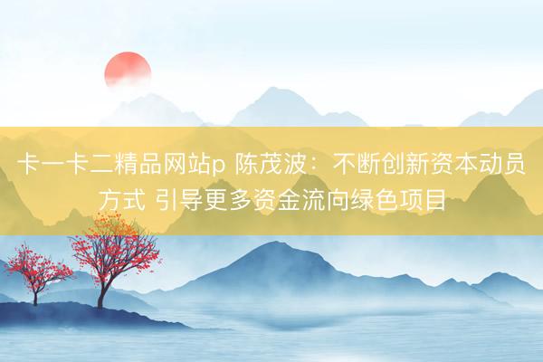 卡一卡二精品网站p 陈茂波：不断创新资本动员方式 引导更多资金流向绿色项目