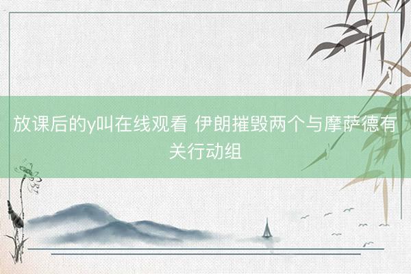 放课后的y叫在线观看 伊朗摧毁两个与摩萨德有关行动组