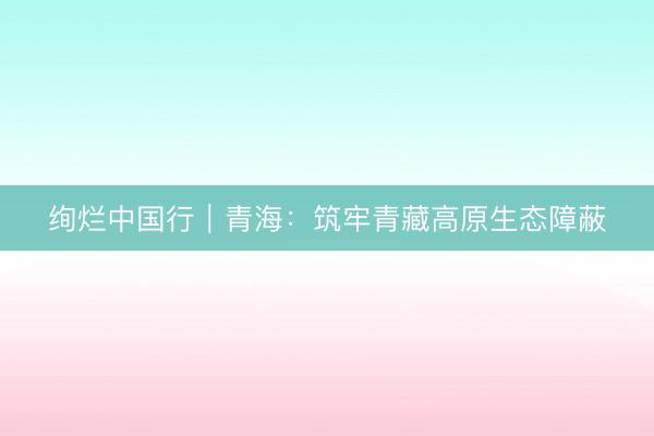 绚烂中国行｜青海：筑牢青藏高原生态障蔽