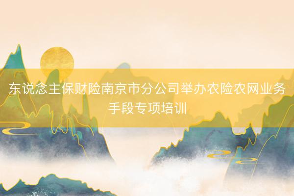 东说念主保财险南京市分公司举办农险农网业务手段专项培训