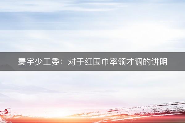 寰宇少工委：对于红围巾率领才调的讲明