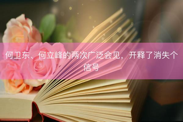 何卫东、何立峰的两次广泛会见，开释了消失个信号