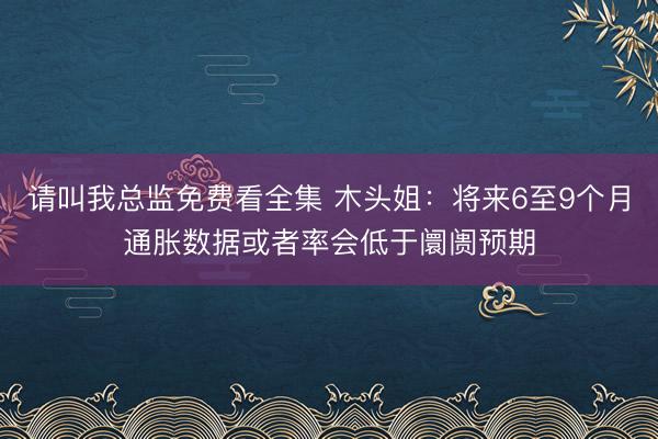 请叫我总监免费看全集 木头姐：将来6至9个月通胀数据或者率会低于阛阓预期