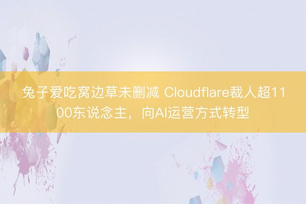 兔子爱吃窝边草未删减 Cloudflare裁人超1100东说念主，向AI运营方式转型