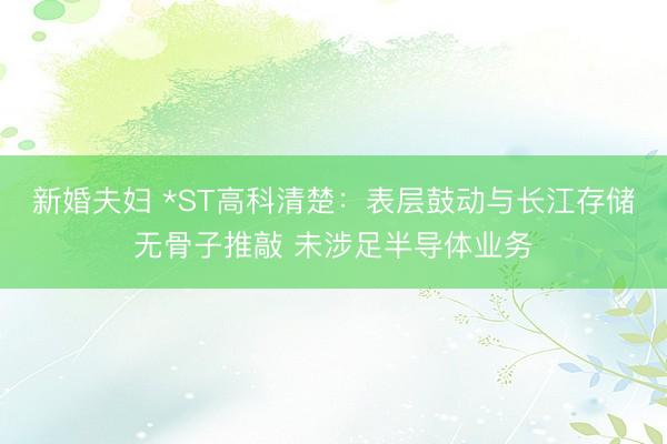 新婚夫妇 *ST高科清楚：表层鼓动与长江存储无骨子推敲 未涉足半导体业务