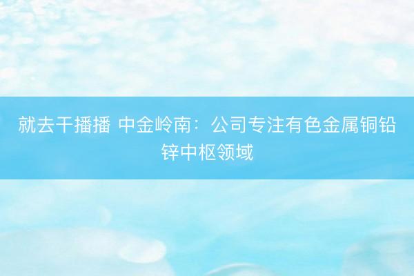 就去干播播 中金岭南：公司专注有色金属铜铅锌中枢领域