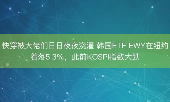 快穿被大佬们日日夜夜浇灌 韩国ETF EWY在纽约着落5.3%，此前KOSPI指数大跌