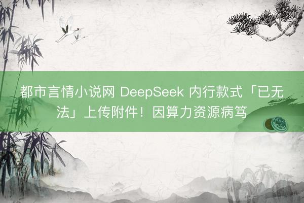 都市言情小说网 DeepSeek 内行款式「已无法」上传附件！因算力资源病笃