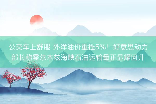 公交车上舒服 外洋油价重挫5%！好意思动力部长称霍尔木兹海峡石油运输量正显耀回升
