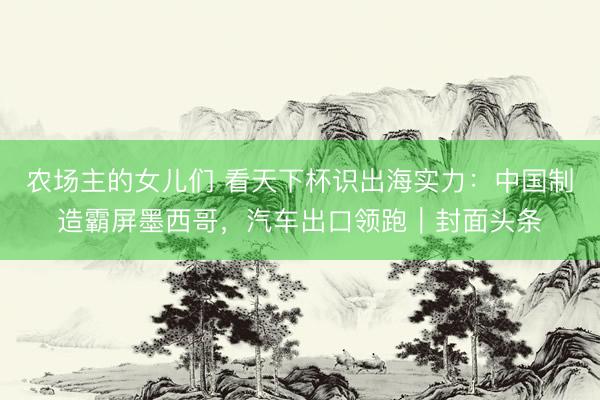 农场主的女儿们 看天下杯识出海实力：中国制造霸屏墨西哥，汽车出口领跑｜封面头条