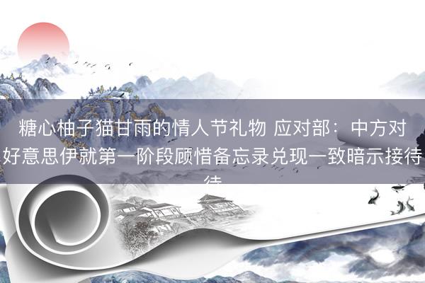 糖心柚子猫甘雨的情人节礼物 应对部：中方对好意思伊就第一阶段顾惜备忘录兑现一致暗示接待