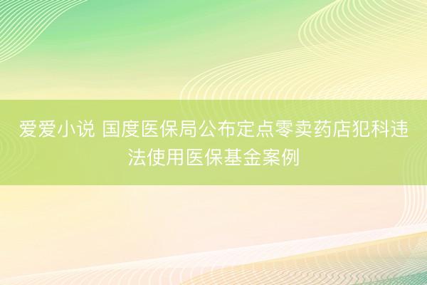 爱爱小说 国度医保局公布定点零卖药店犯科违法使用医保基金案例