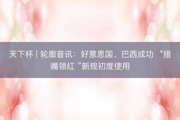 天下杯 | 轮廓音讯：好意思国、巴西成功  “捂嘴领红 ”新规初度使用