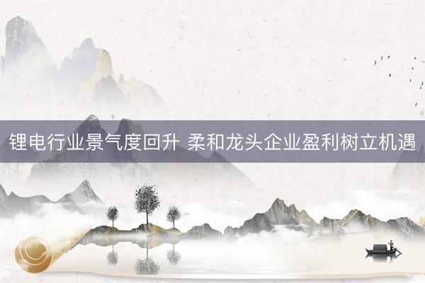 锂电行业景气度回升 柔和龙头企业盈利树立机遇